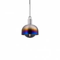 Buster + Punch Forked Shade + Globe Pendant Medium Smoked Glass Burnt Steel Shade