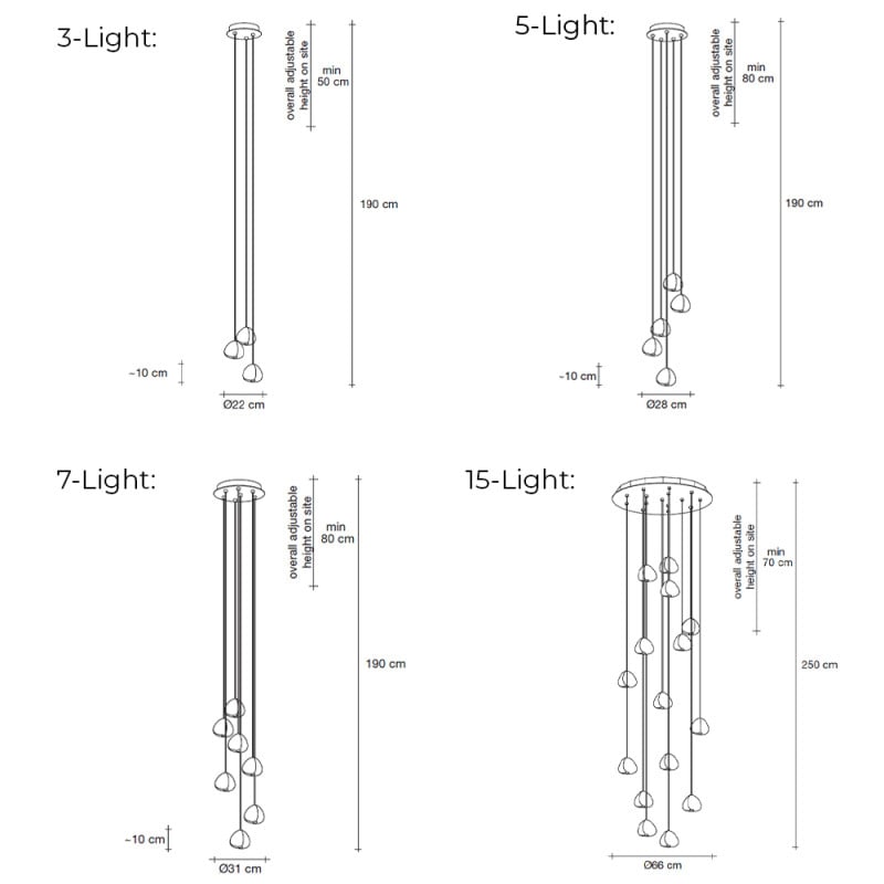 Specification Image for Terzani Mizu Multi Light Suspension