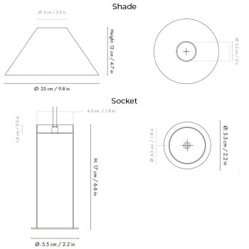 Specification Image for Ferm Living Collect High Socket Pendant Cone